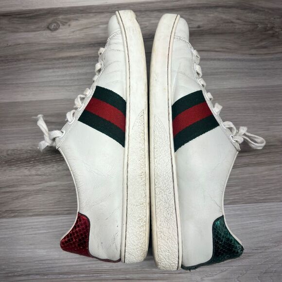 Gucci Ace Sneakers Women's Sz 37.5 Embroidered Arrow White Leather Crystal Shoe - Picture 4 of 14